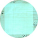 Round Solid Light Blue Modern Rug, con1888lblu