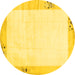 Round Solid Yellow Modern Rug, con1888yw