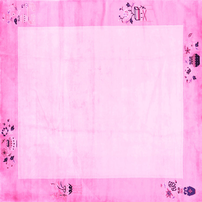 Square Solid Pink Modern Rug, con1888pnk