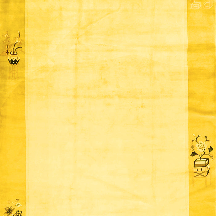 Machine Washable Solid Yellow Modern Rug, wshcon1888yw