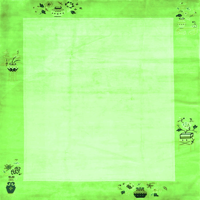 Serging Thickness of Solid Green Modern Rug, con1888grn