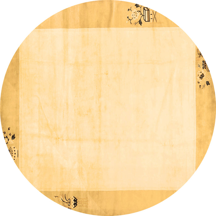 Round Solid Brown Modern Rug, con1888brn