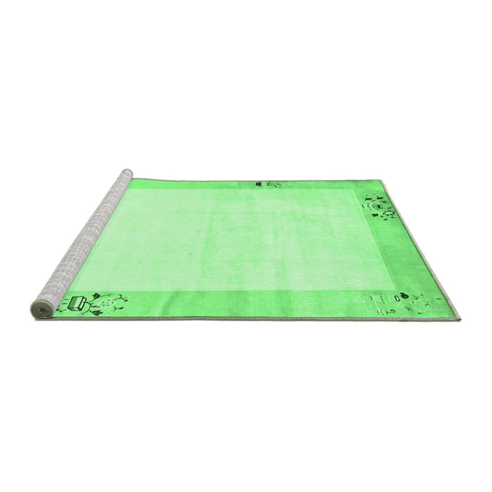 Sideview of Machine Washable Solid Emerald Green Modern Area Rugs, wshcon1888emgrn