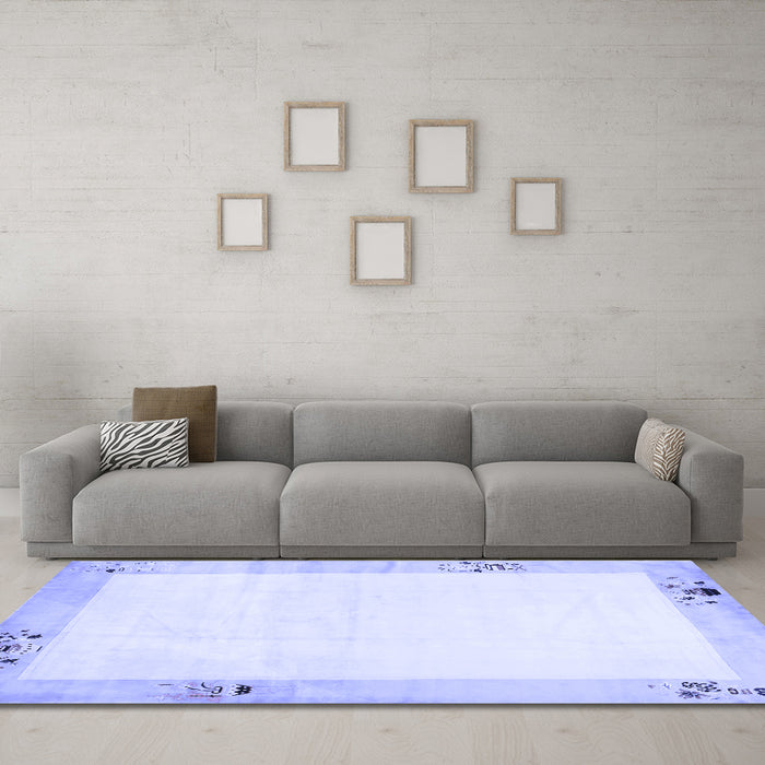 Machine Washable Solid Blue Modern Rug in a Living Room, wshcon1888blu