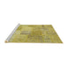 Serging Thickness of Machine Washable Contemporary Yellow Rug, wshcon1889