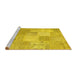 Sideview of Machine Washable Patchwork Yellow Transitional Rug, wshcon1889yw