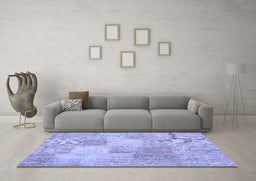 Machine Washable Patchwork Blue Transitional Rug in a Living Room, wshcon1889blu