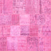 Square Machine Washable Patchwork Pink Transitional Rug, wshcon1889pnk