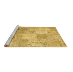 Sideview of Machine Washable Patchwork Brown Transitional Rug, wshcon1889brn