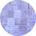 Round Patchwork Blue Transitional Rug, con1889blu