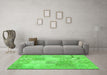 Machine Washable Patchwork Green Transitional Area Rugs in a Living Room,, wshcon1889grn