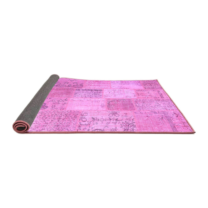 Sideview of Patchwork Purple Transitional Rug, con1889pur