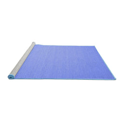 Sideview of Machine Washable Abstract Blue Contemporary Rug, wshcon188blu