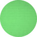 Round Machine Washable Abstract Emerald Green Contemporary Area Rugs, wshcon188emgrn