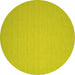 Round Machine Washable Abstract Yellow Contemporary Rug, wshcon188yw