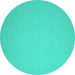 Round Machine Washable Abstract Turquoise Contemporary Area Rugs, wshcon188turq