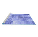 Sideview of Machine Washable Patchwork Blue Transitional Rug, wshcon1890blu