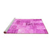 Sideview of Machine Washable Patchwork Pink Transitional Rug, wshcon1890pnk
