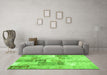 Machine Washable Patchwork Green Transitional Area Rugs in a Living Room,, wshcon1890grn