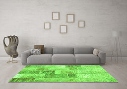 Machine Washable Patchwork Green Transitional Area Rugs in a Living Room,, wshcon1890grn