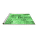 Sideview of Machine Washable Patchwork Emerald Green Transitional Area Rugs, wshcon1890emgrn