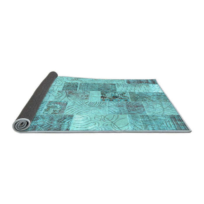 Sideview of Patchwork Light Blue Transitional Rug, con1890lblu