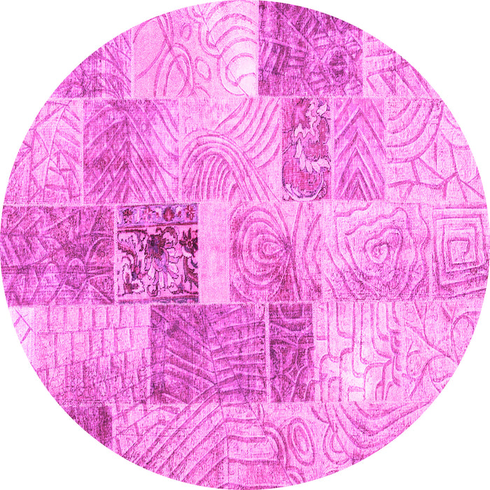 Round Patchwork Pink Transitional Rug, con1890pnk