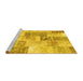 Sideview of Machine Washable Patchwork Yellow Transitional Rug, wshcon1890yw