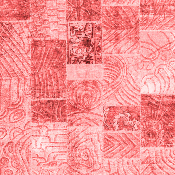 Machine Washable Patchwork Red Transitional Rug, wshcon1890red