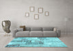 Machine Washable Patchwork Light Blue Transitional Rug in a Living Room, wshcon1890lblu