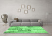 Machine Washable Patchwork Emerald Green Transitional Area Rugs in a Living Room,, wshcon1890emgrn