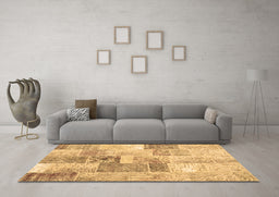 Machine Washable Patchwork Brown Transitional Rug in a Living Room,, wshcon1890brn