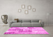 Machine Washable Patchwork Pink Transitional Rug in a Living Room, wshcon1890pnk