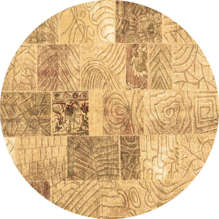 Round Patchwork Brown Transitional Rug, con1890brn