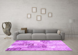 Machine Washable Patchwork Purple Transitional Area Rugs in a Living Room, wshcon1890pur