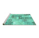 Sideview of Machine Washable Patchwork Turquoise Transitional Area Rugs, wshcon1890turq