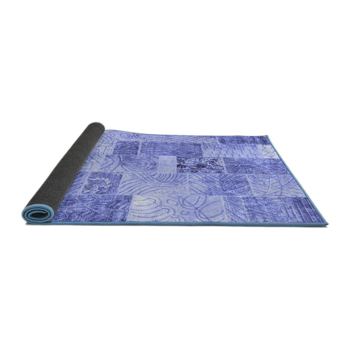 Sideview of Patchwork Blue Transitional Rug, con1890blu