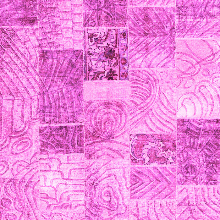 Machine Washable Patchwork Pink Transitional Rug, wshcon1890pnk