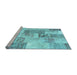 Sideview of Machine Washable Patchwork Light Blue Transitional Rug, wshcon1890lblu