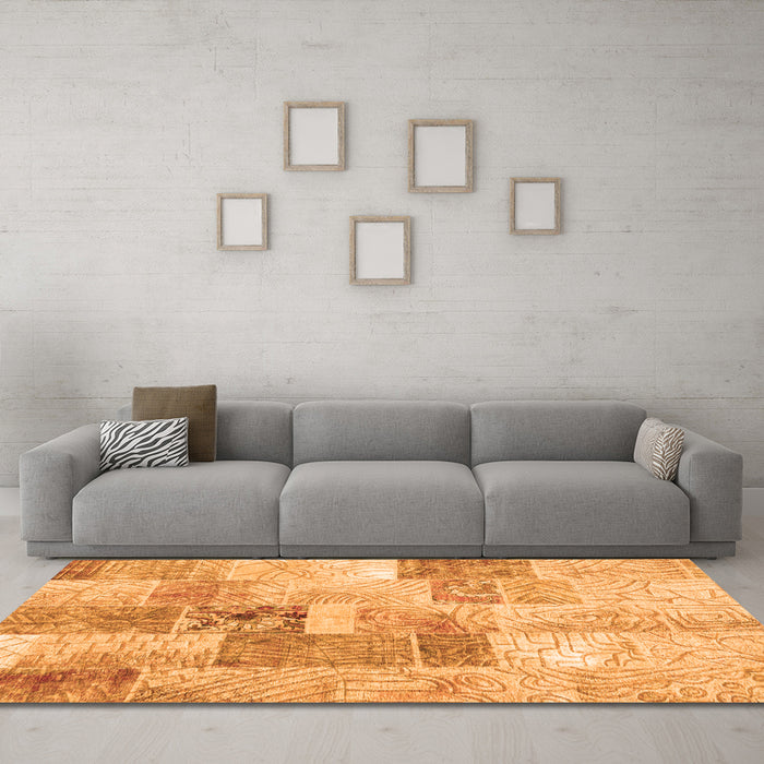 Machine Washable Patchwork Orange Transitional Area Rugs in a Living Room, wshcon1890org