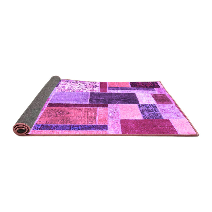 Sideview of Patchwork Purple Transitional Rug, con1891pur