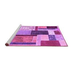 Sideview of Machine Washable Patchwork Purple Transitional Area Rugs, wshcon1891pur