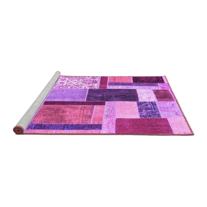 Sideview of Machine Washable Patchwork Purple Transitional Area Rugs, wshcon1891pur