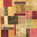 Square Machine Washable Patchwork Brown Transitional Rug, wshcon1891brn