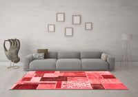 Machine Washable Patchwork Red Transitional Rug, wshcon1891red