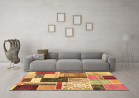 Machine Washable Patchwork Brown Transitional Rug, wshcon1891brn