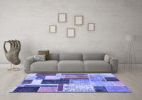 Machine Washable Patchwork Blue Transitional Rug, wshcon1891blu