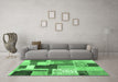 Machine Washable Patchwork Emerald Green Transitional Area Rugs in a Living Room,, wshcon1891emgrn