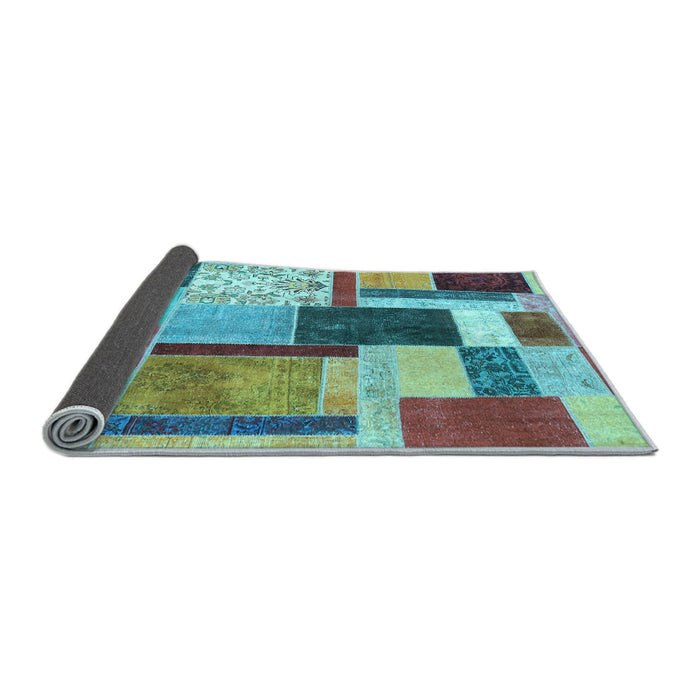 Sideview of Patchwork Light Blue Transitional Rug, con1891lblu