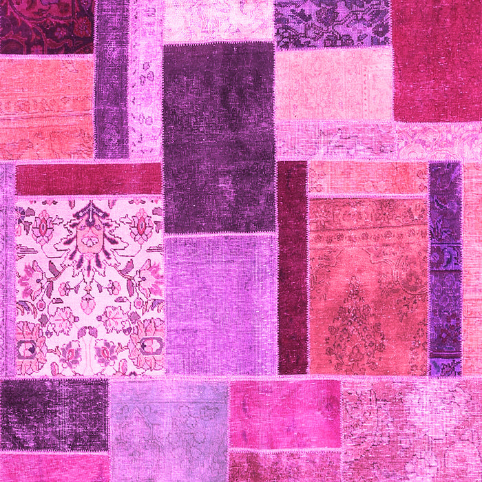 Machine Washable Patchwork Pink Transitional Rug, wshcon1891pnk